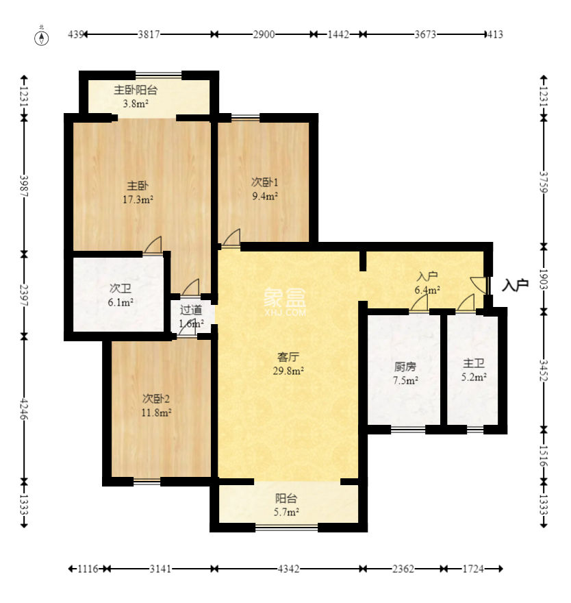 北辰三角洲C2区  3室2厅2卫   190.00万