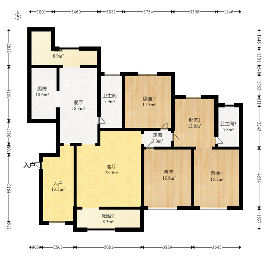 盛隆佳园  4室2厅2卫   243.80万室内图1