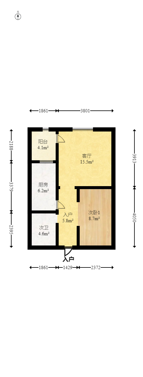 星宇V立方（旭和大厦）  1室1厅1卫    44.98万室内图1