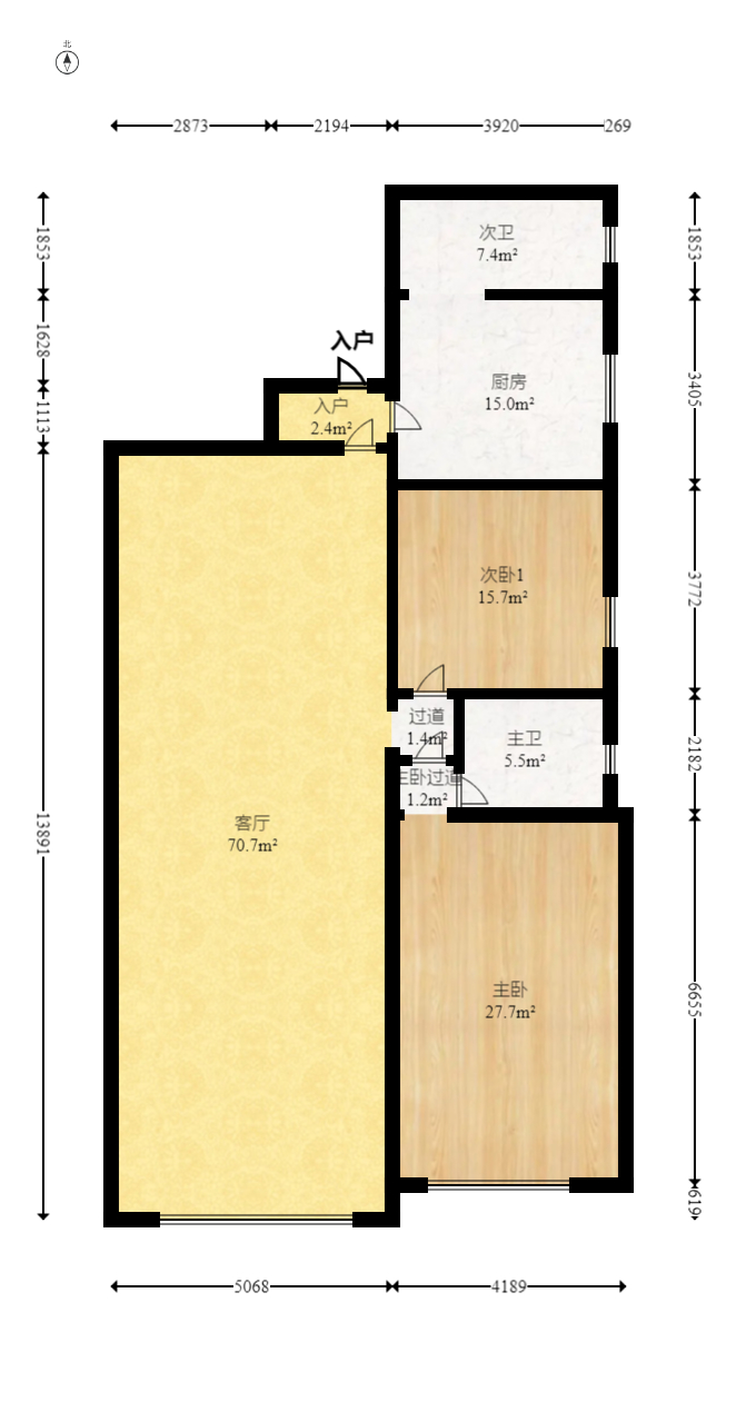 政力世纪大厦  3室2厅1卫   180.00万室内图1