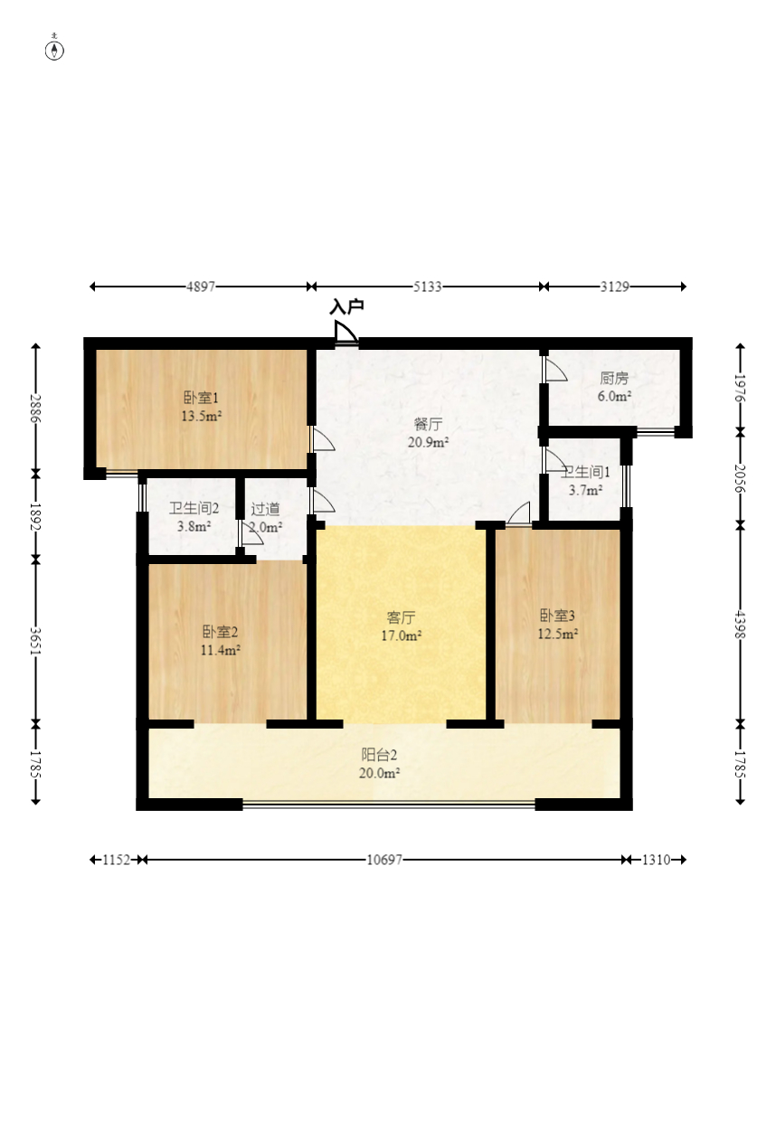 浩龙音乐界 4室2厅2卫 62.0万 浩龙音乐界 4室2厅2卫 62.0万户型图