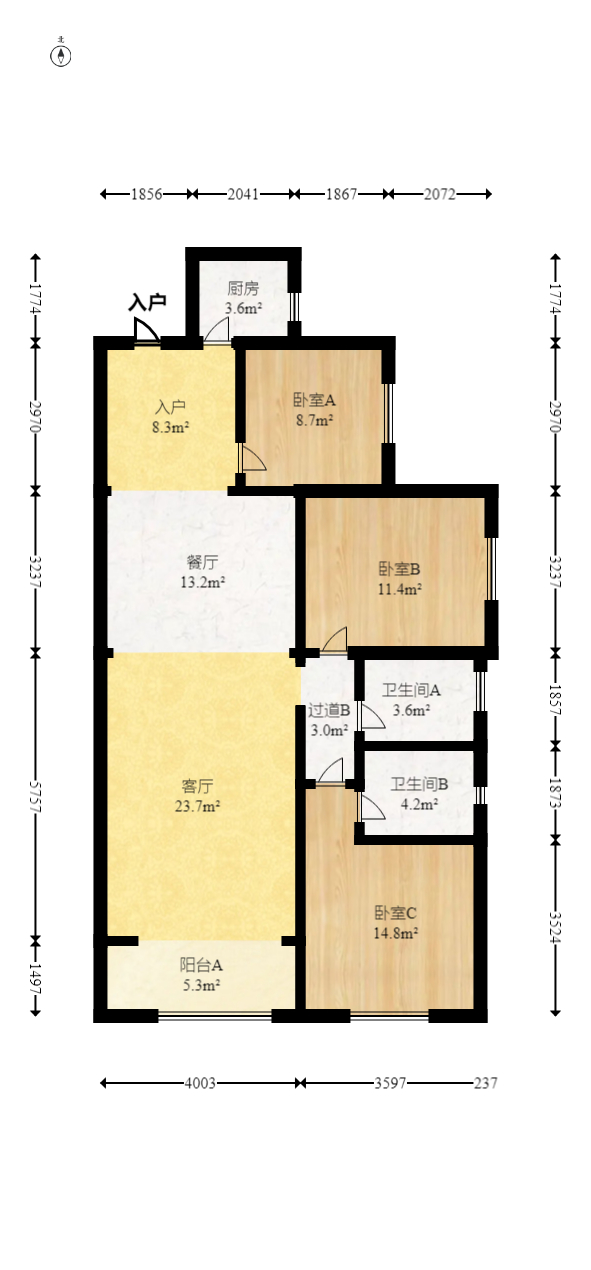 珠江东方明珠（新地东方明珠）三期  4室2厅2卫   94.00万室内图1