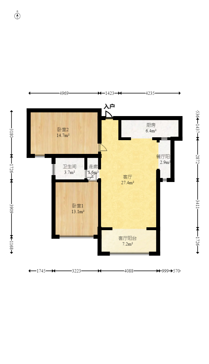 博林金谷  2室1厅1卫    110.0万室内图1