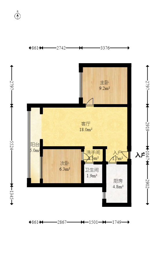 深业喜汇  2室2厅1卫    55.0万室内图1