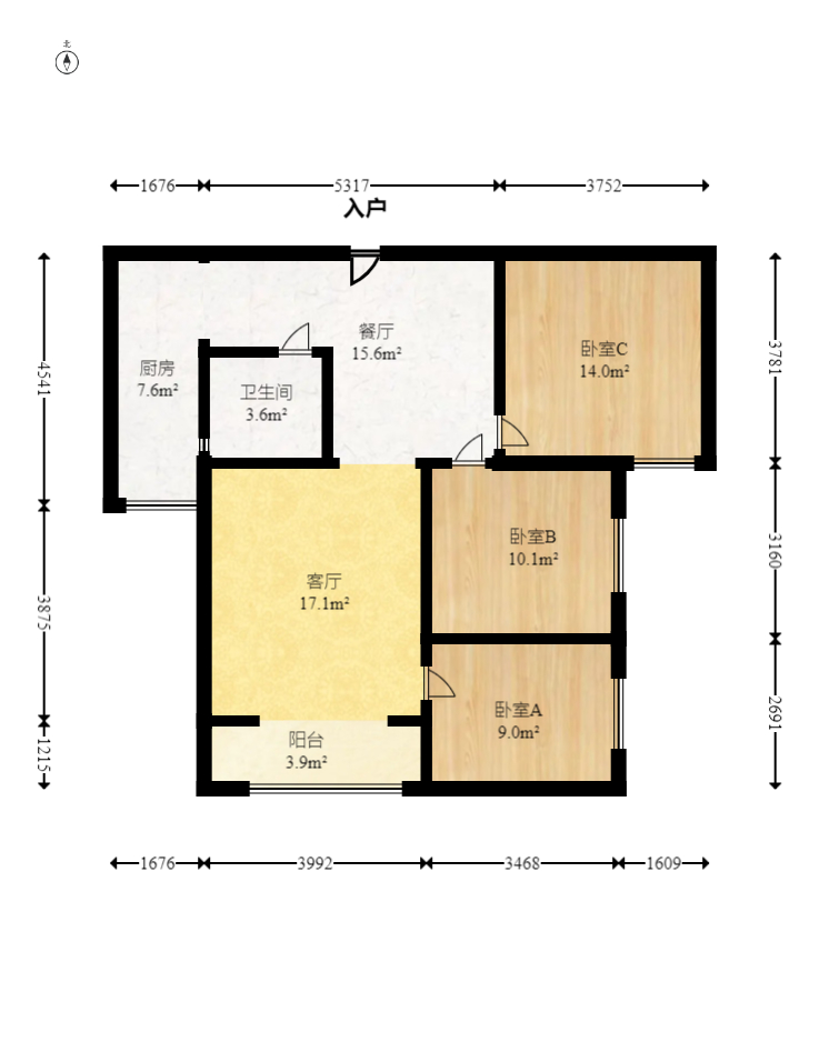 中建梅溪湖中心  3室2厅1卫   184.00万室内图1