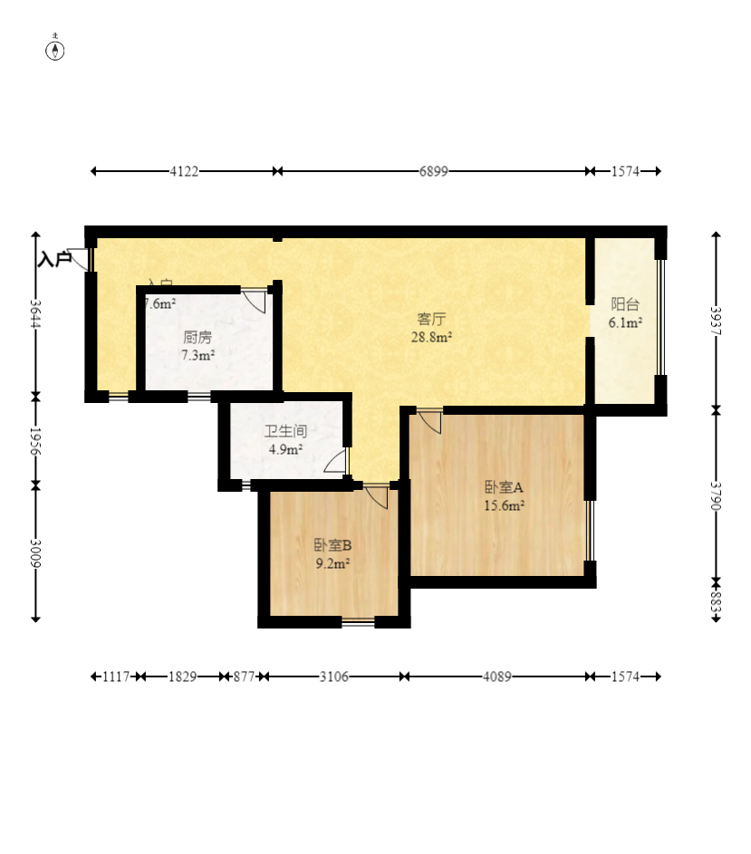 高鑫麓城 2室2厅1卫 98.0万 高鑫麓城 2室2厅1卫 98.0万户型图
