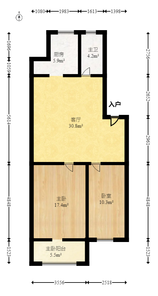 湘绣城  2室2厅1卫   48.00万室内图1