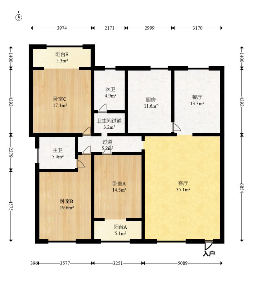 天心丽城 3室2厅2卫 86.0万 天心丽城 3室2厅2卫 86.0万户型图