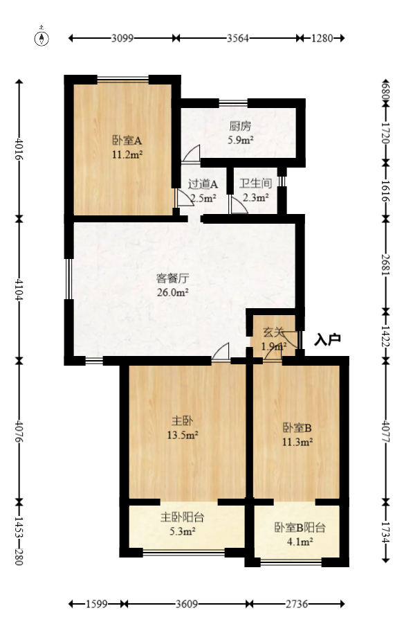 杏林小区  3室2厅1卫    76.0万室内图1