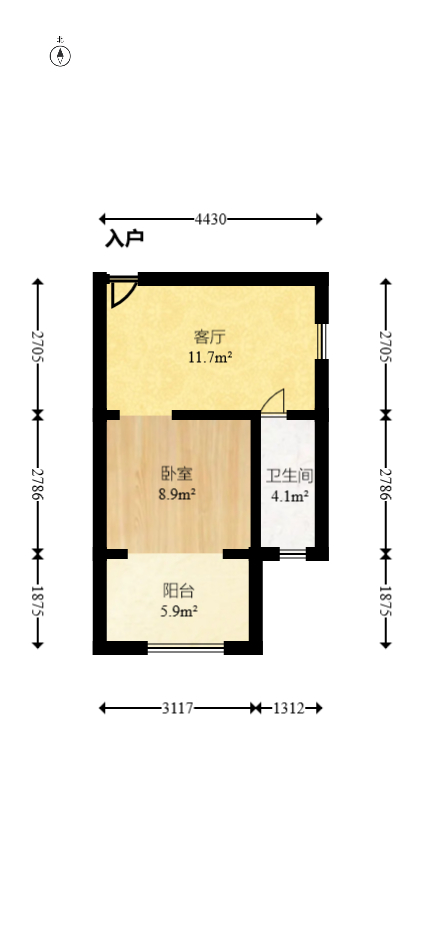 御景龙城  1室1厅1卫   21.00万室内图1