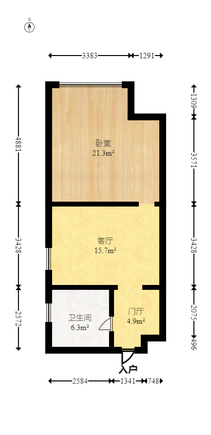 标志商务中心  1室1厅1卫   47.00万室内图1