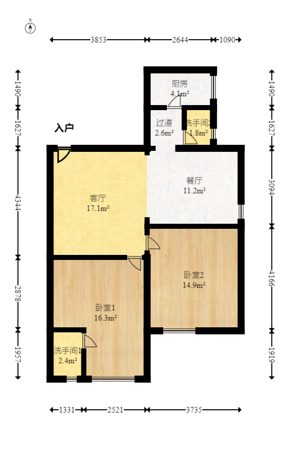 巢之恋  2室2厅1卫   78.00万室内图1