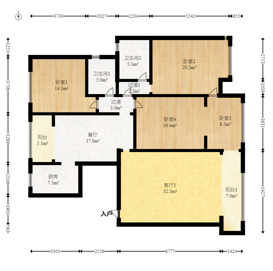 中城丽景香山园  3室2厅2卫   208.00万室内图1