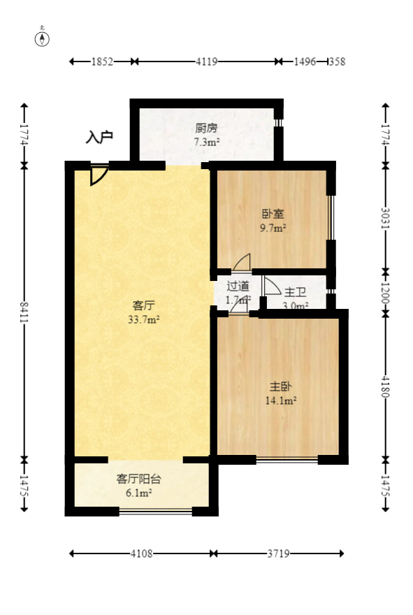 时代星空  2室2厅1卫   59.80万室内图1