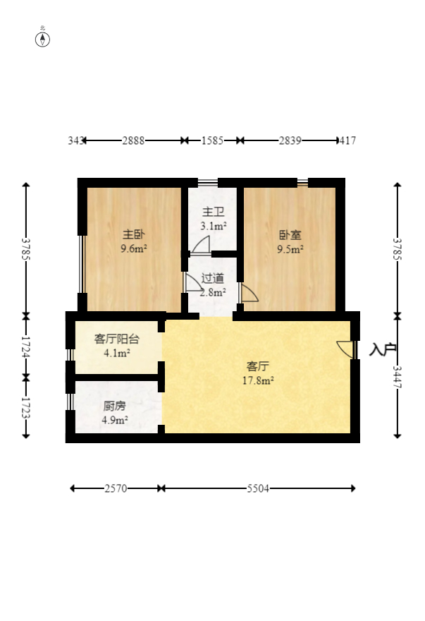 水岸世景 2室1厅1卫 53.00万 水岸世景 2室1厅1卫 53.00万户型图