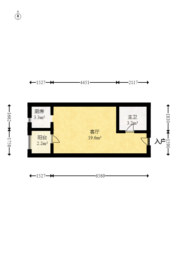 水岸世景  1室1厅1卫   21.80万室内图1
