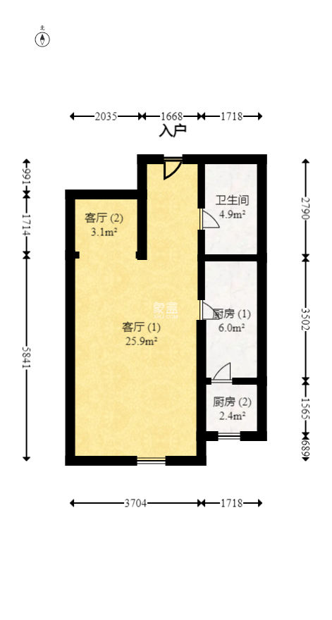 达美美立方  1室1厅1卫    55.12万