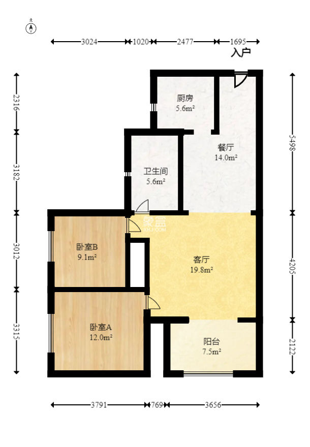 阿普阿布  2室2厅1卫   72.00万