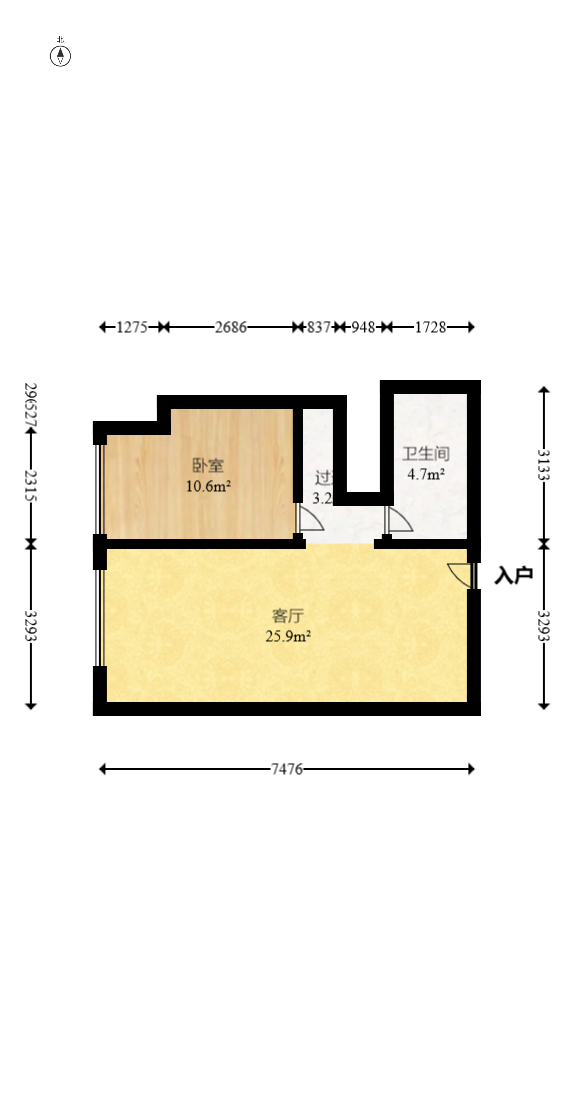 华远华时代  3室2厅2卫   89.00万室内图1