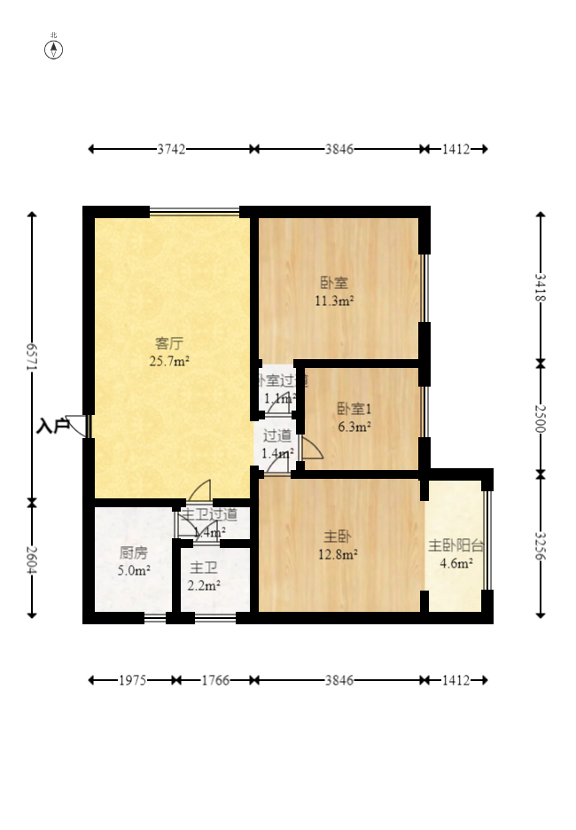 星典时代  3室2厅1卫   75.00万室内图1