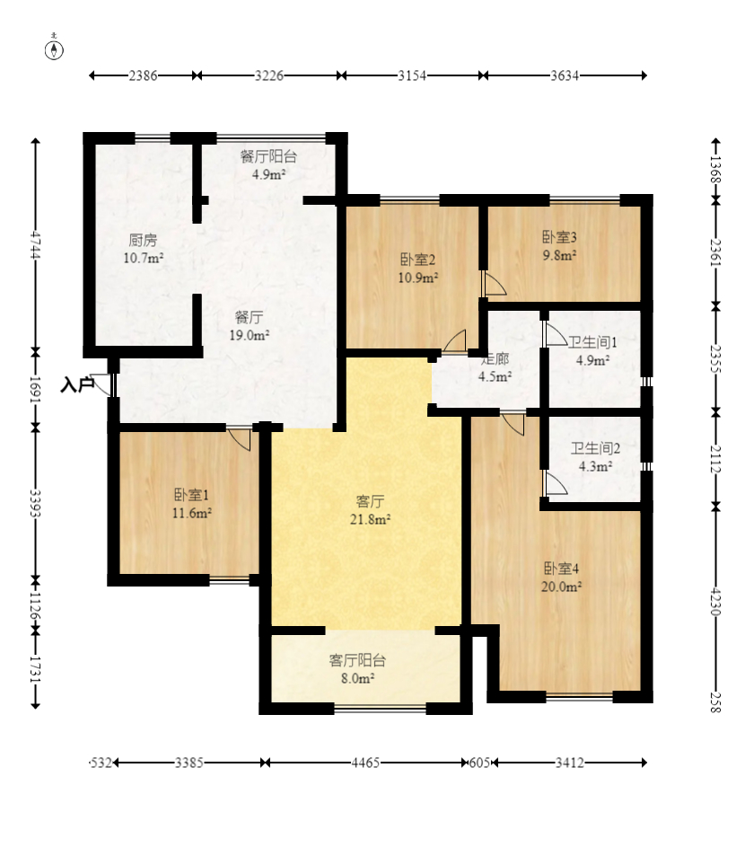 香缇雅苑（鑫远翡丽郡二期）  4室2厅2卫    228.0万室内图1