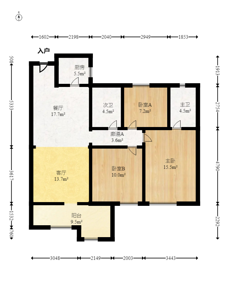 蓝光雍锦半岛 3室2厅1卫 85.0万 蓝光雍锦半岛 3室2厅1卫 85.0万户型图