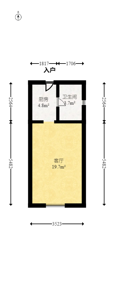 中海国际二期  1室1厅1卫   21.90万室内图1