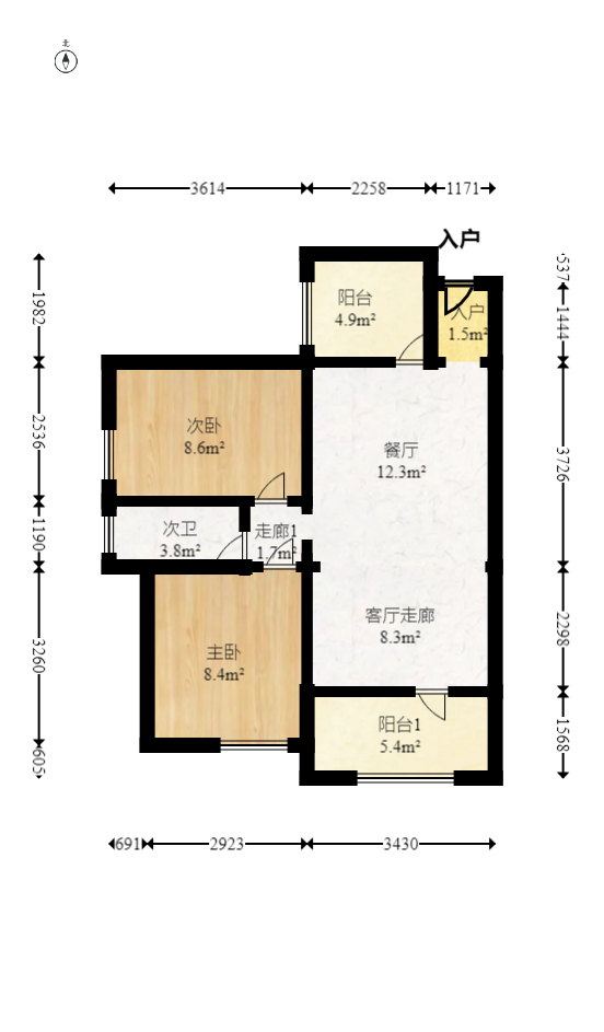 阳光三号苑  2室2厅1卫    138.0万室内图1