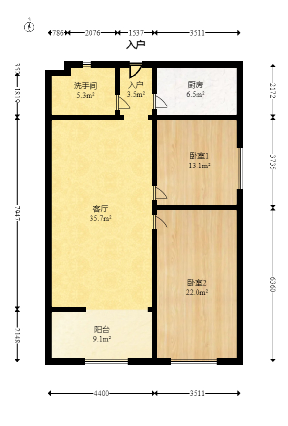 兴威新嘉园  2室2厅1卫   158.00万室内图1