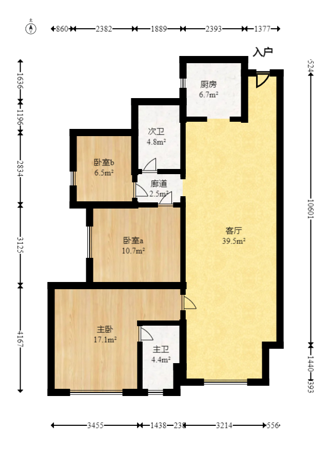 万科金色梦想B区  3室2厅2卫   138.00万室内图1