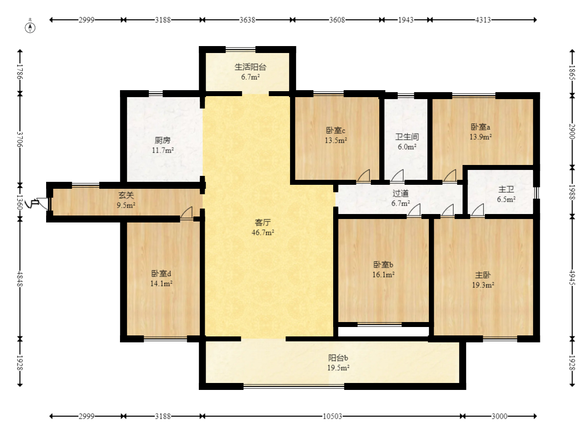 三润城（三润星城）  5室2厅2卫   149.80万室内图1