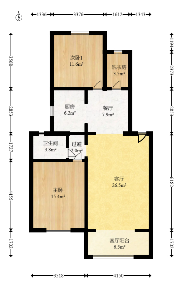 鹏基诺亚山林 3室2厅1卫 59.8万 鹏基诺亚山林 3室2厅1卫 59.8万户型图