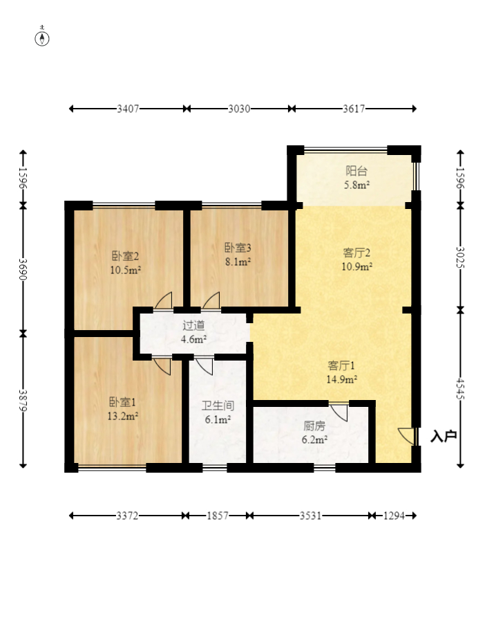 香樟兰亭（朗峰苑）  3室2厅1卫   89.50万室内图1