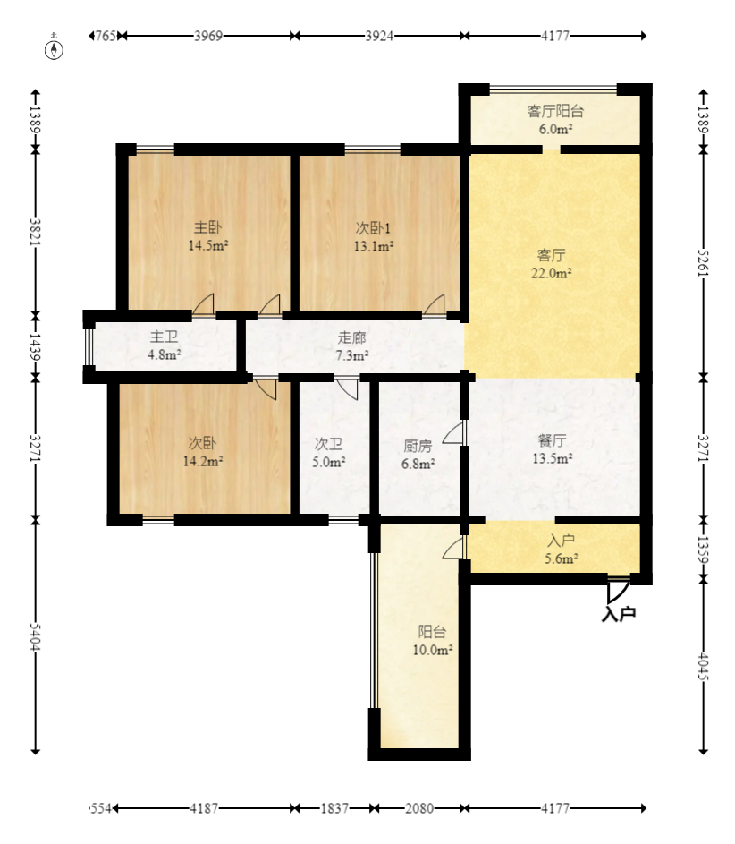 九九华府(一期) 3室2厅2卫 180.0万 九九华府(一期) 3室2厅2卫 180.0万户型图