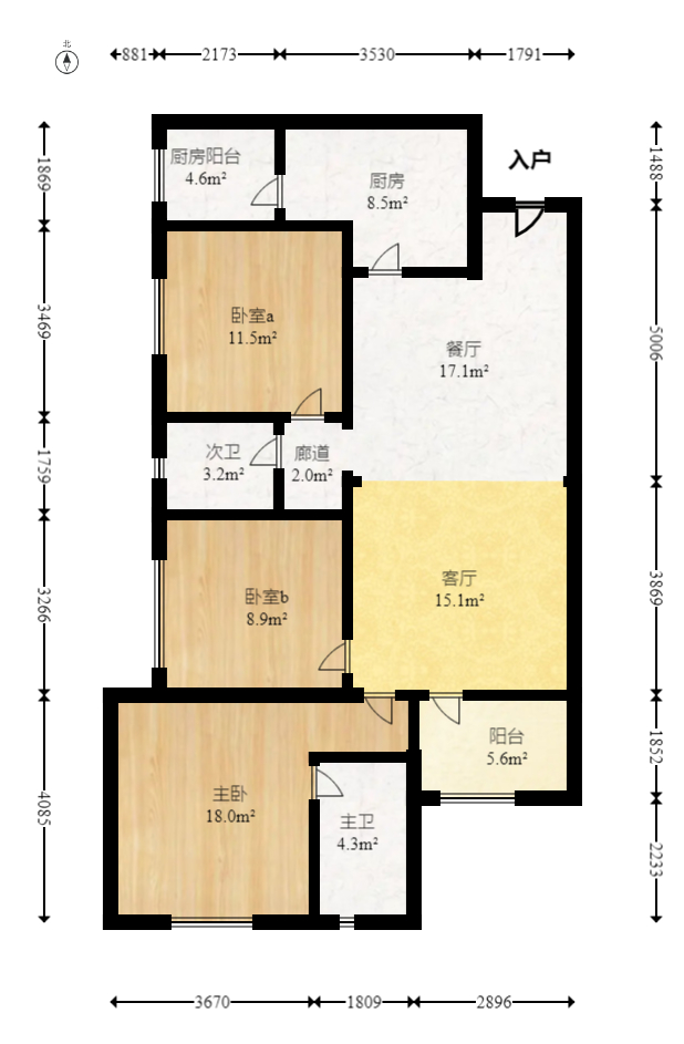 梅溪湖合能璞丽  3室2厅1卫   155.00万室内图1