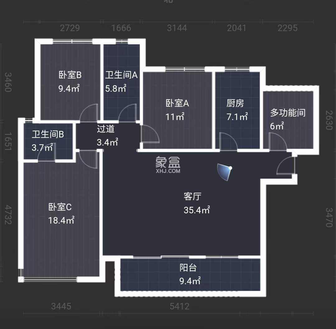 湘银星城  4室2厅2卫   68.00万室内图1