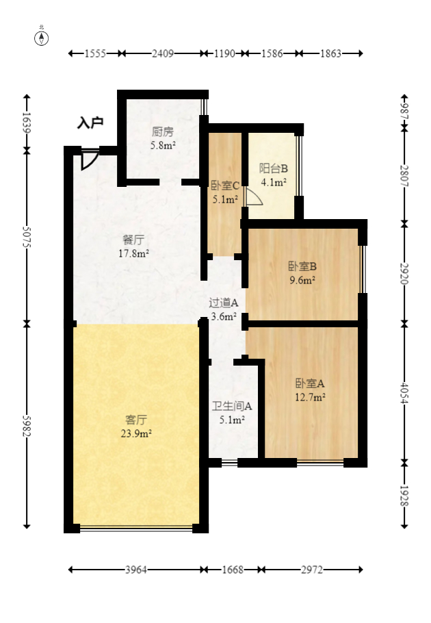 中建嘉和城  3室2厅1卫   90.00万室内图1