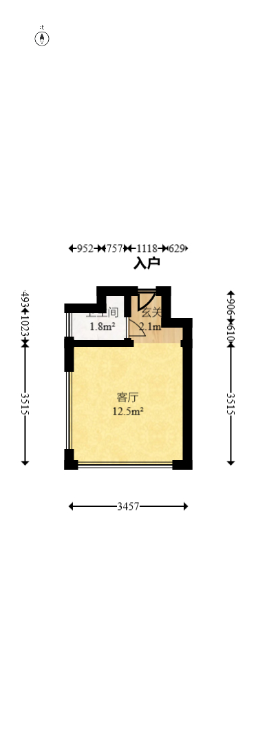 协信星澜汇  1室1厅1卫   29.80万室内图1