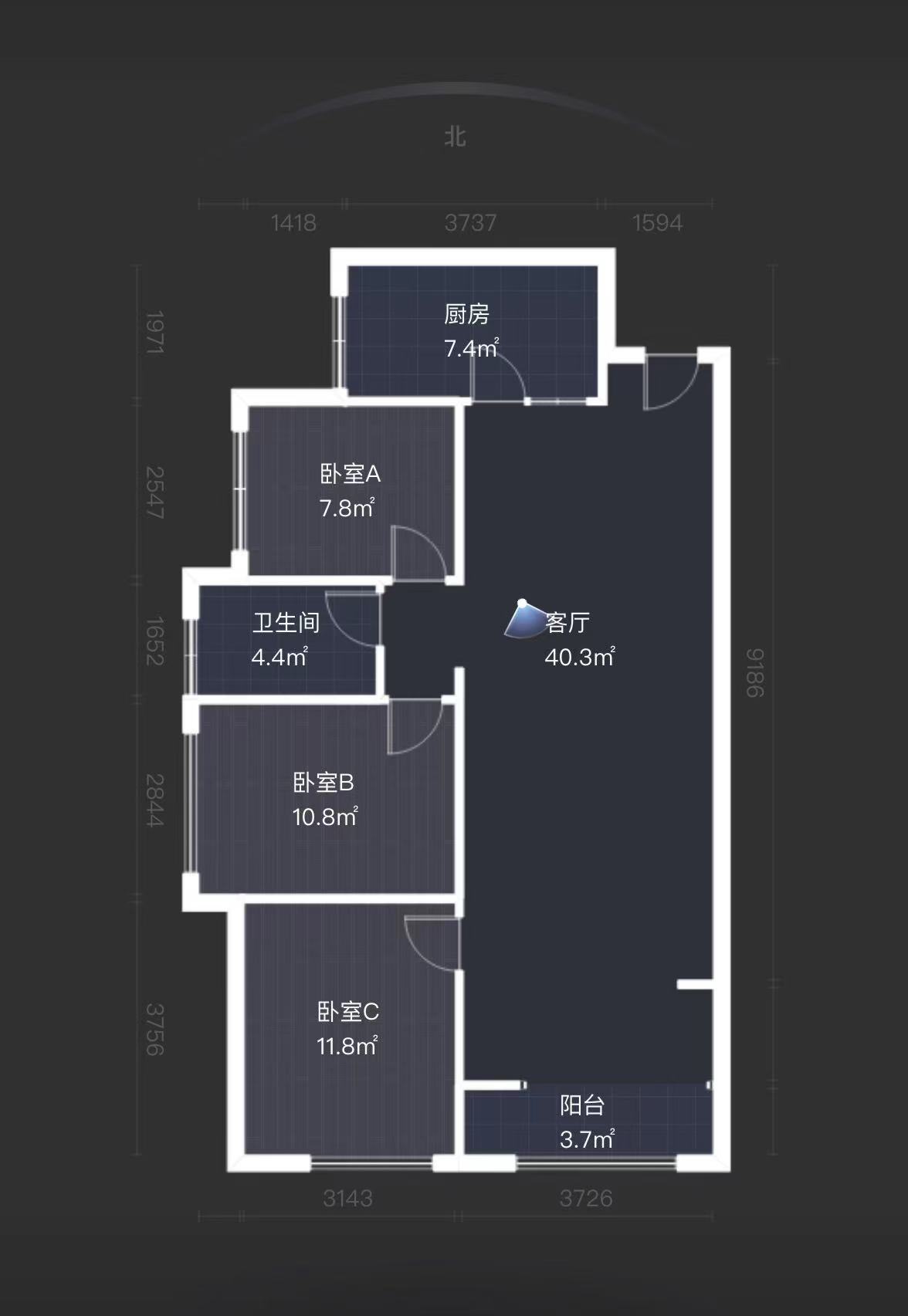 中泰财富湘江  3室2厅2卫   72.80万室内图