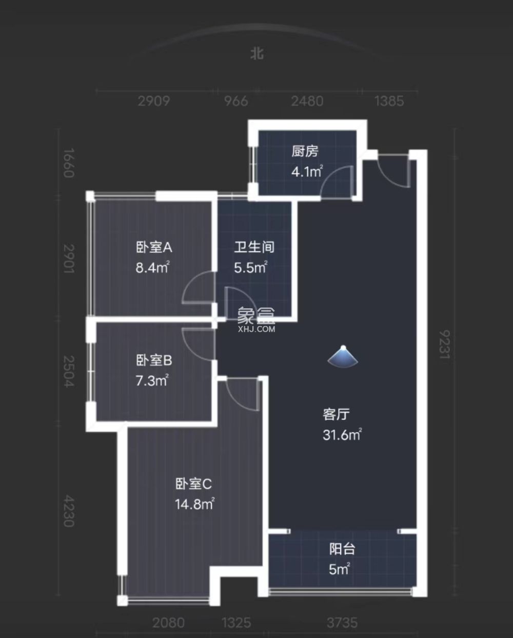 桂花城  3室2厅1卫   62.00万