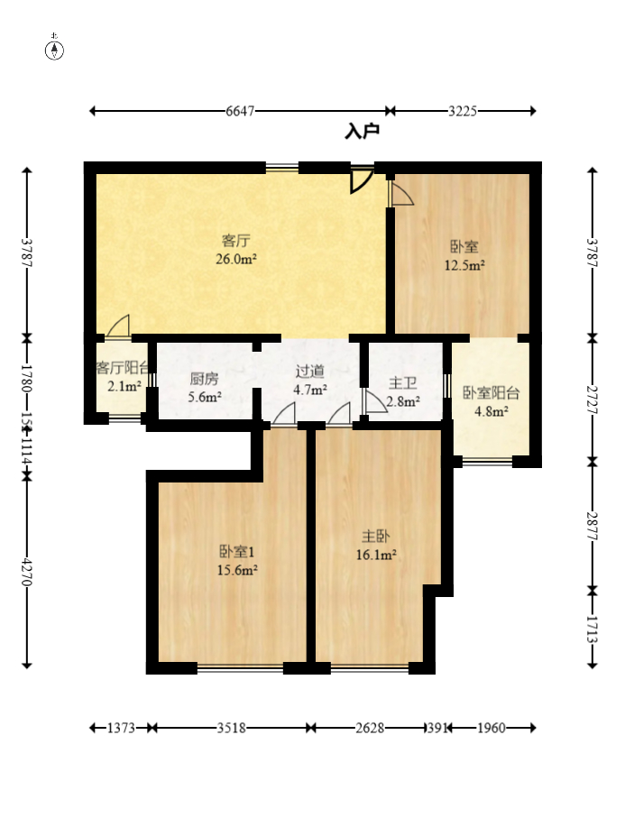 三一街区  3室2厅1卫   70.80万室内图1