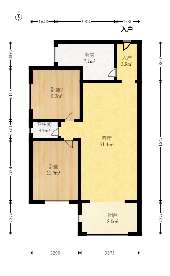 中交中央公园D4区  2室2厅1卫   85.00万室内图1