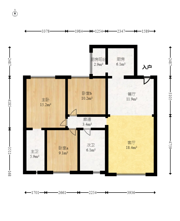 天元涉外景园C区  3室2厅2卫    118.0万室内图1