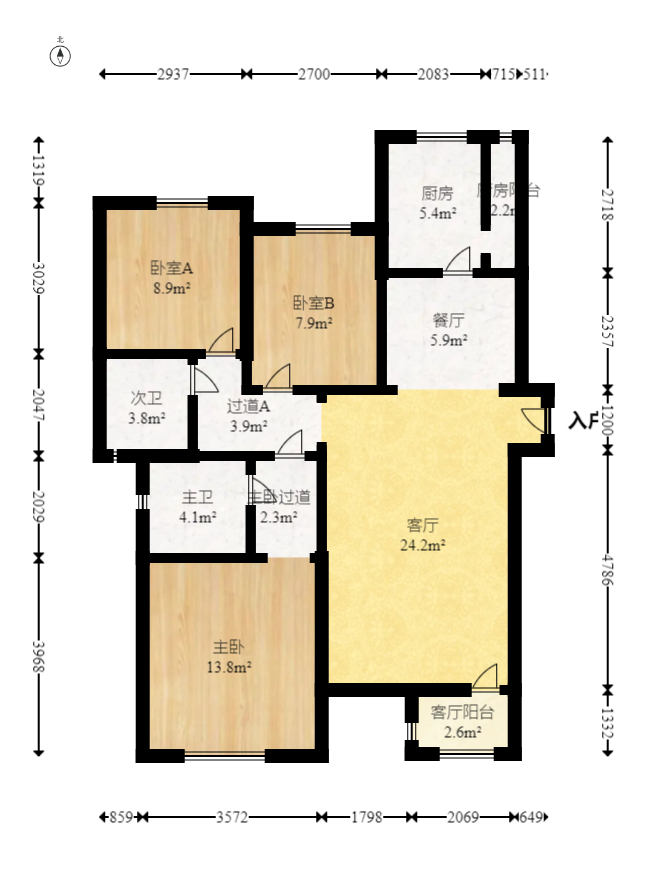 当代滨江MOMA 3室2厅2卫 138.0万 当代滨江MOMA 3室2厅2卫 138.0万户型图