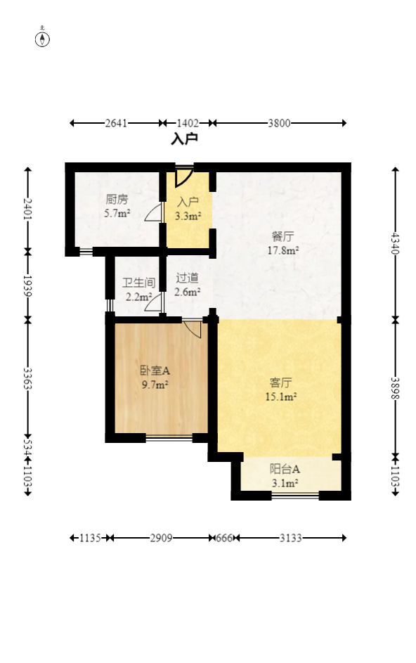 保利城（中航城国际社区、郡原美村）  4室2厅2卫   85.00万室内图1