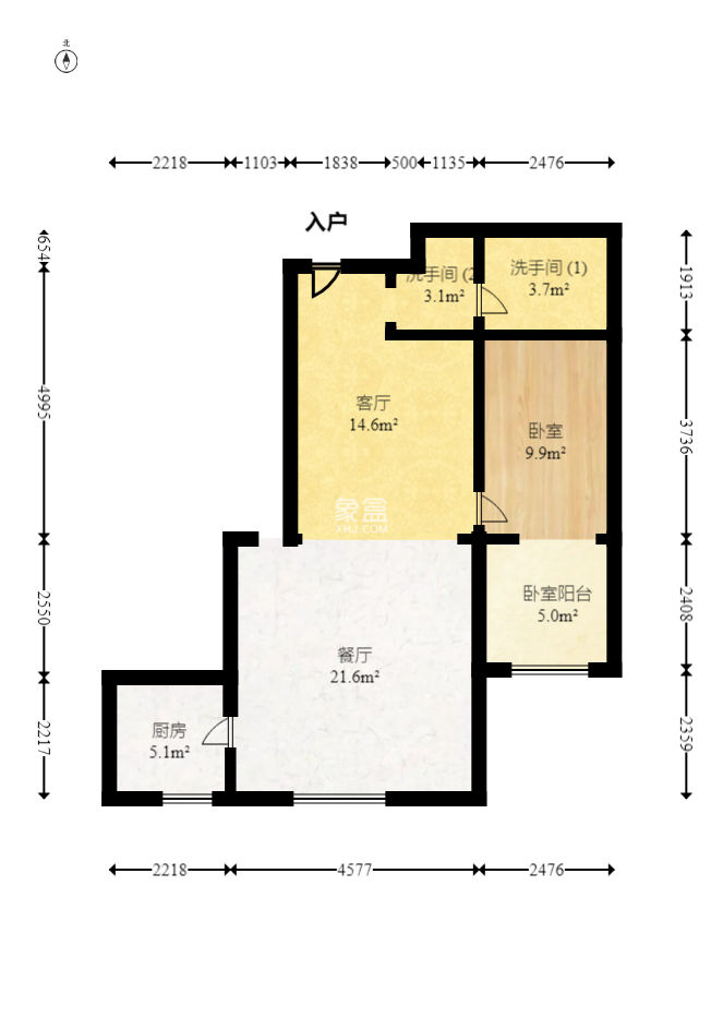 美寓明城  1室1厅1卫   68.00万