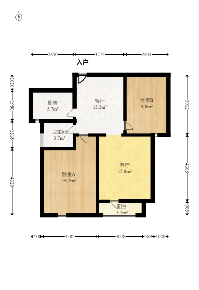 丽发新城 2室2厅1卫 45.0万 丽发新城 2室2厅1卫 45.0万户型图