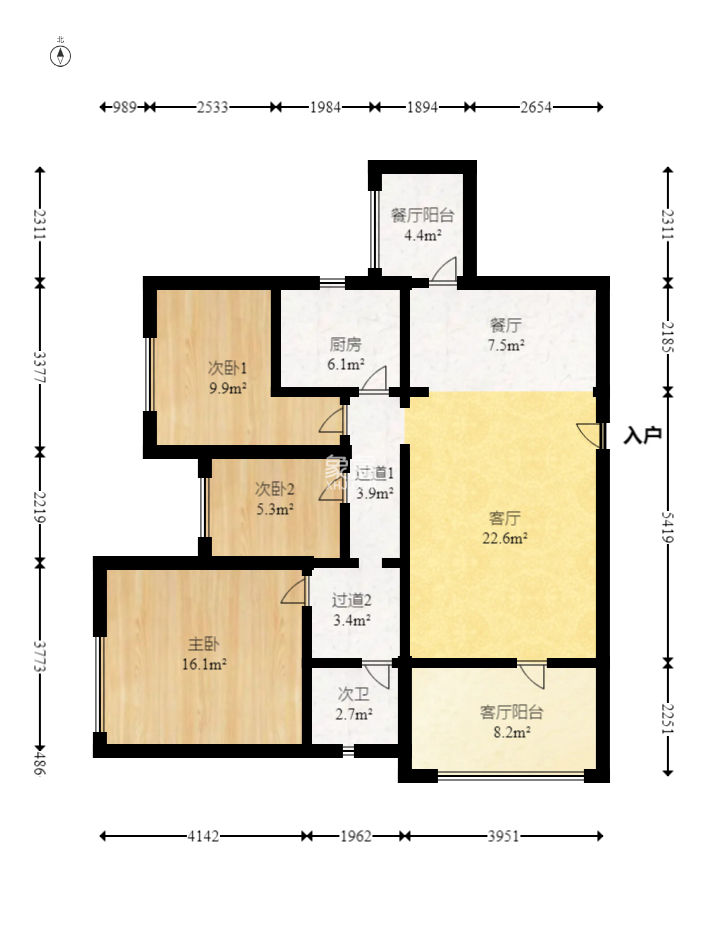 极目楚天  3室2厅1卫    66.6万