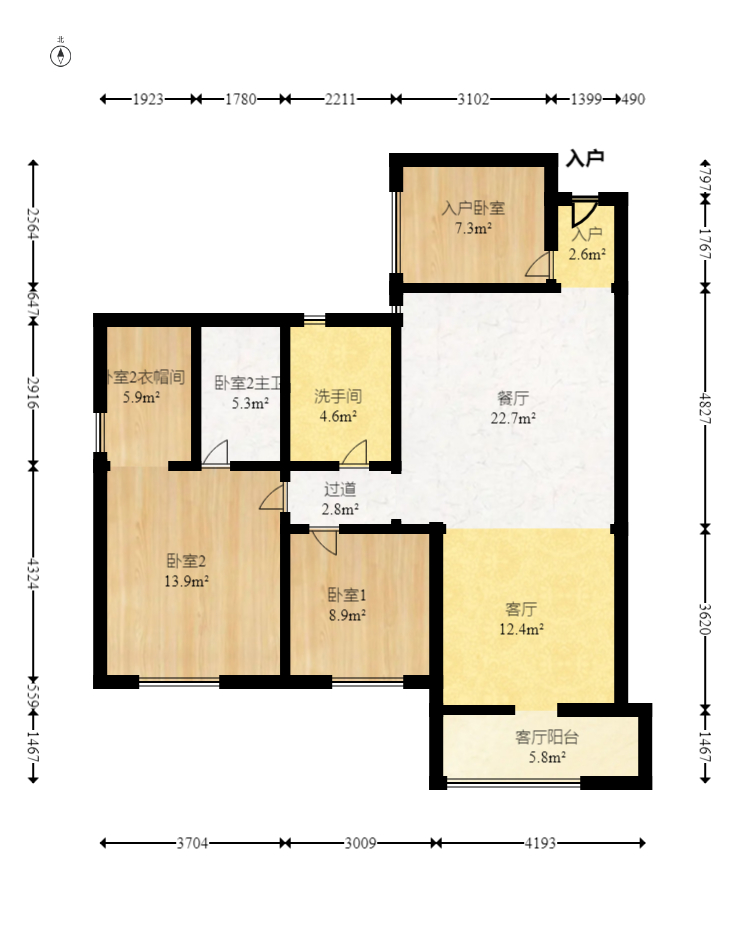 兰亭优壳（隽峰苑）  3室2厅2卫   115.00万室内图1