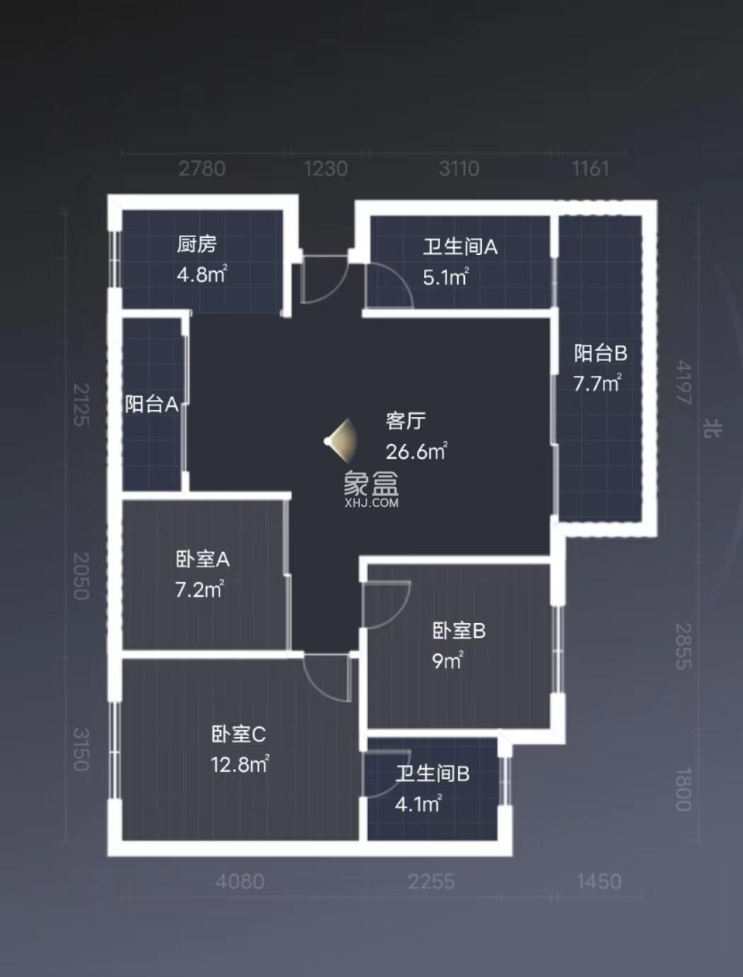 滨江花园  3室2厅2卫   55.00万室内图1